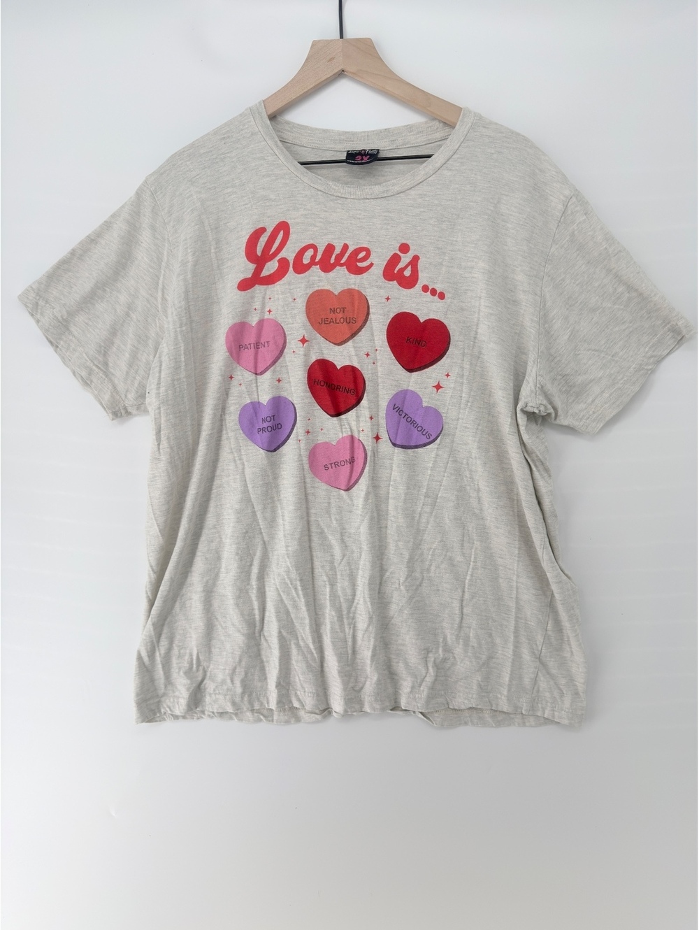 Love is... Graphic Tee in Light Gray, Size 2X